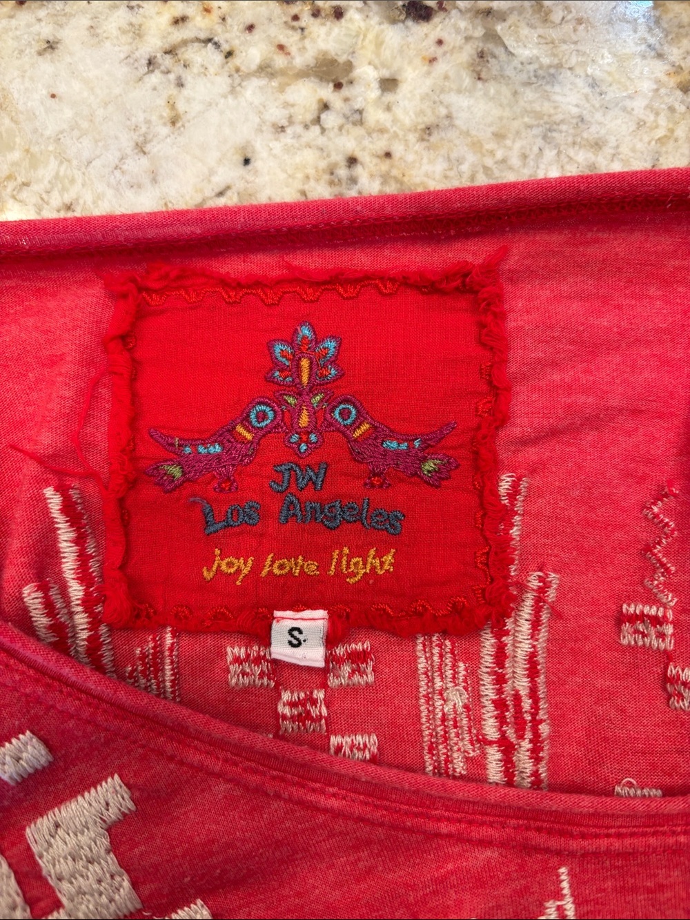 Johnny Was Embroidered Floral Long-Sleeve Top - Coral - Picture 5 of 5
